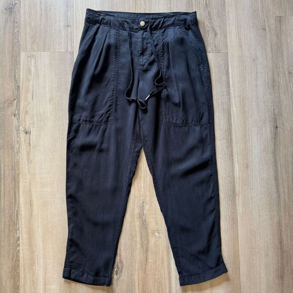 Young Fabulous & Broke Women’s Black Trouser Pants Size Medium Drawstring Tencel - Picture 1 of 7
